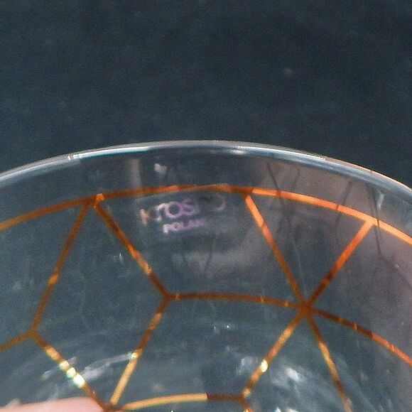 Crate & Barrel Jaxson Old Fashioned Rocks Glassware by Krosno Poland Gold Glass - Picture 5 of 5